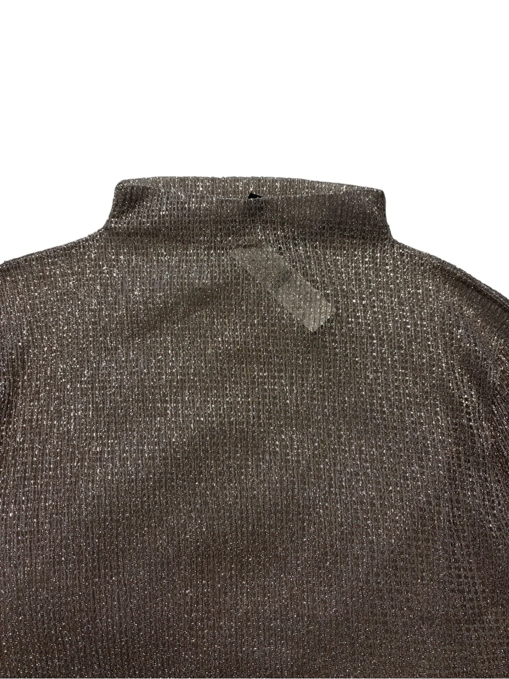 J. Crew Sheer Metallic Long Sleeve Mockneck 2X Champagne Ribbed Layering Holiday